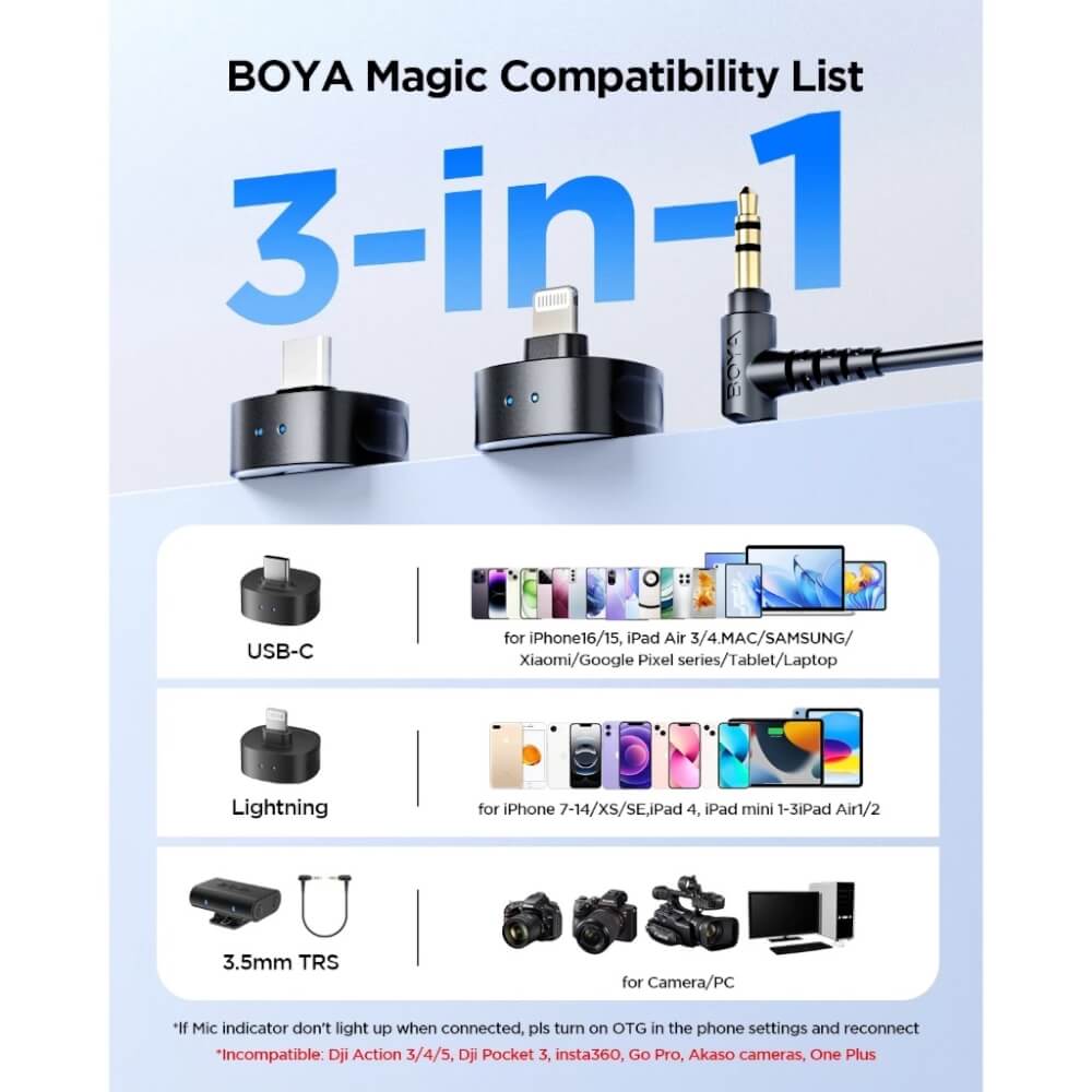 ไมโครโฟนไร้สาย BOYA MICROPHONE BOYA MAGIC-05